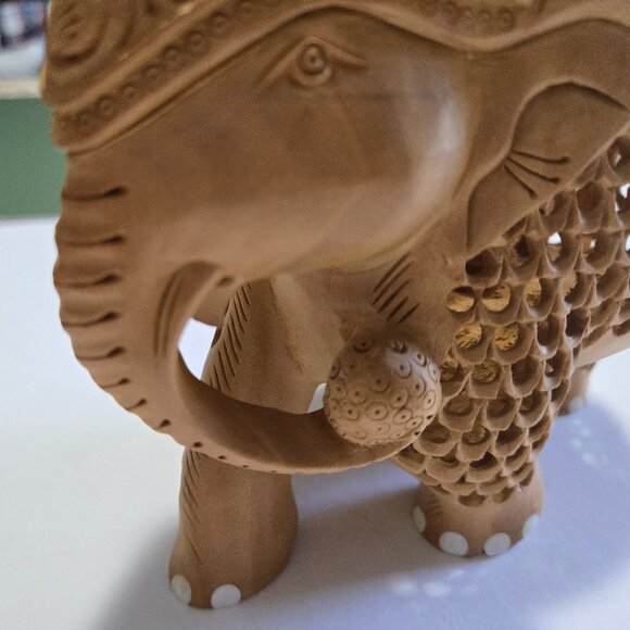 Hand-carved Wooden Elephant - Picture 3 of 11